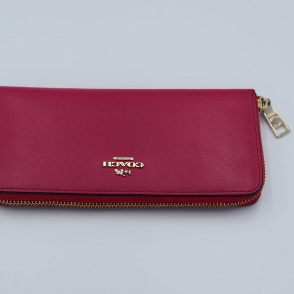 Coach Fuchsia Leather Zip Around Wallet - Picture 2 of 15